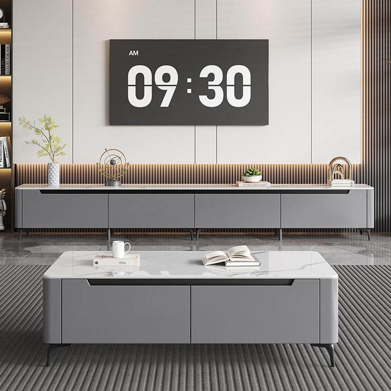 全实木几视组合轻奢简约UFE加电厚柜岩板电视茶柜2025新款客厅储