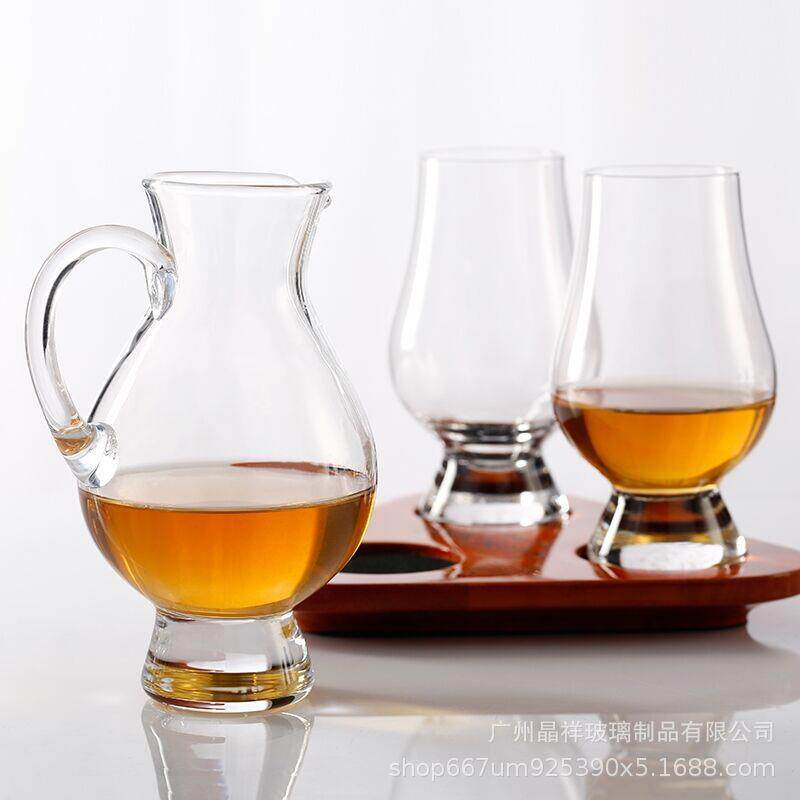 人工吹制水晶玻璃威士忌酒樽带家用小号厚底把250分器酒威士分忌