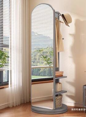 旋转衣架全实木身镜落CGQ地镜卧室用穿衣试镜一体家收纳储物衣镜