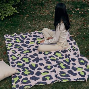 ZVA瑞景半边a绒线盖毯类豹纹毯毛线子沙发盖毯毯软装 搭配毯子