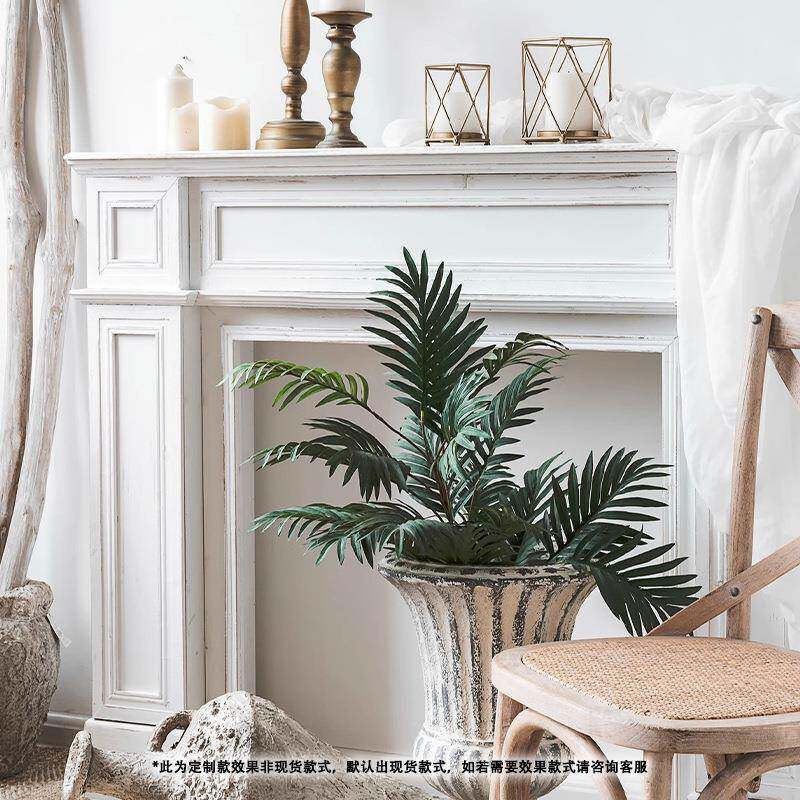 法复古实木ALU壁炉美式黑白色欧假壁炉装饰柜置物摄架民宿影式道