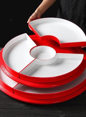 商用密胺餐76136-16具餐饭厅店扇形餐盘小虾盘团套餐大龙拼盘创意