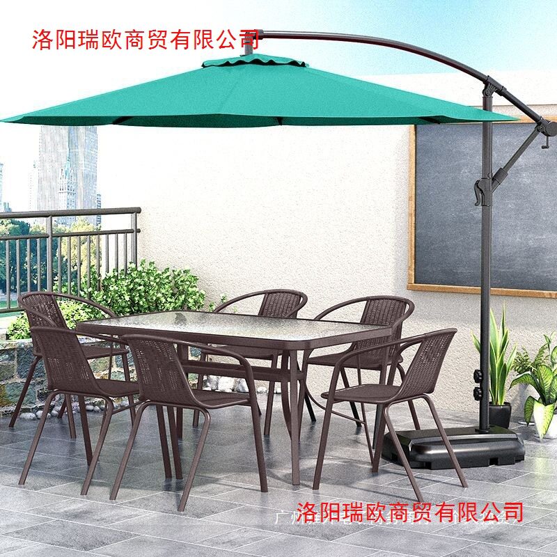 户外桌椅带伞组合庭院露天花园桌椅三件套家用室外休闲阳台小桌椅