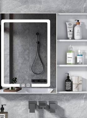 8太空铝智能浴室镜柜卫生间挂式单带感F77J5M55应V灯美妆独镜墙背