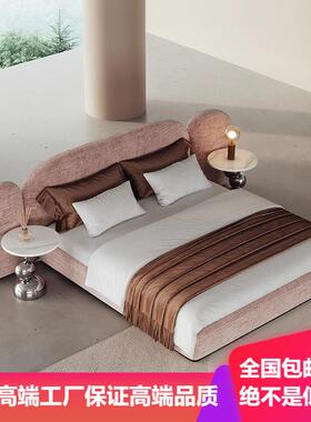 端大气意高极简布艺床现代简约式主卧软QOK包双人床法式女奶油风