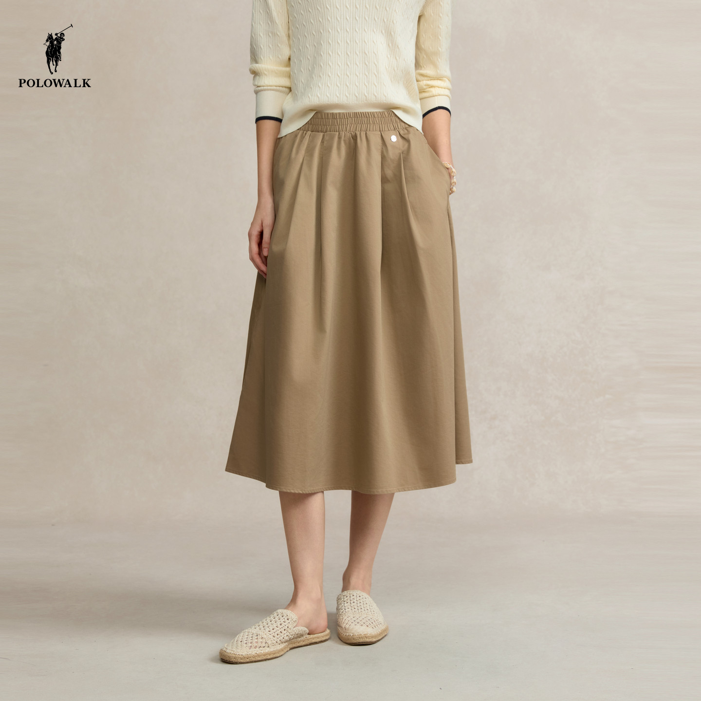 POLOWALK旗舰店女士半身裙2026春夏休闲运动A字裙时尚百搭修身