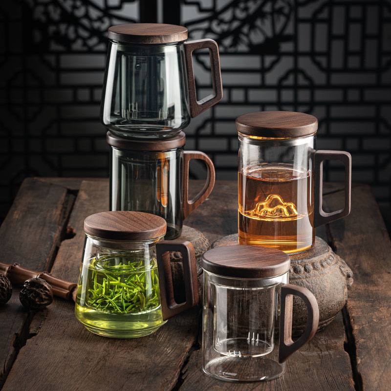 耐热玻璃泡d茶杯家用办公室茶水分离喝茶杯子个人专用花茶水杯茶