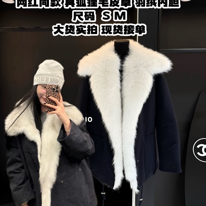 派克羽绒服冬季2025休闲短款女皮草外套新款狐狸毛领可拆卸正品
