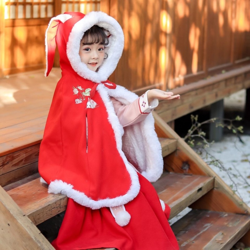 汉服女童冬装斗篷古装女超仙原创儿童宝宝披风中国风加绒加厚秋冬