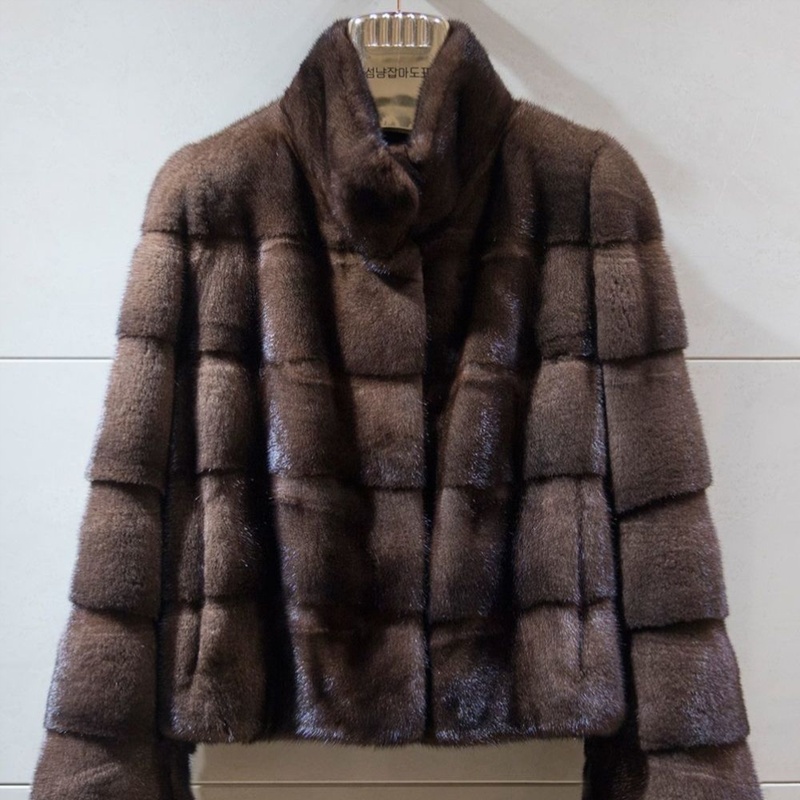 2025新款貂皮大衣天鹅绒仿貂横排清仓皮草立领皮草外套女废土风