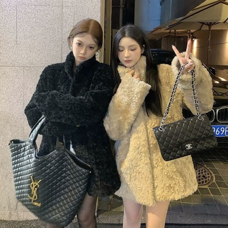 番茄富人区2.0 仿皮草外套女中长款立领水貂毛加厚毛绒大衣冬季潮