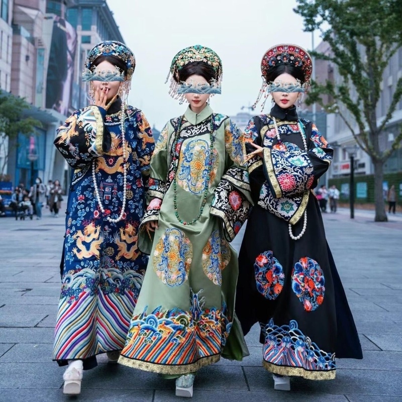 皇后娘娘服装cos服清汉女装清朝满族旗装宫廷风太后吉服凤袍古装