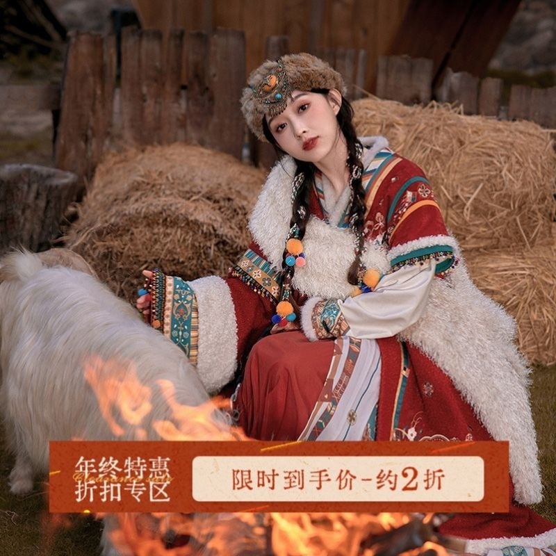 七月夕汉服 玄女 交领上袄改良绣花短背子印花下裙加绒外袍保暖冬