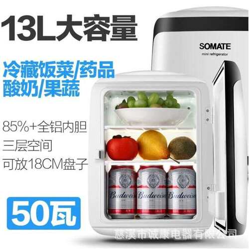 索美特13L单制冷迷你家用小型冰箱制冷宿舍车载冰箱两用车家两用