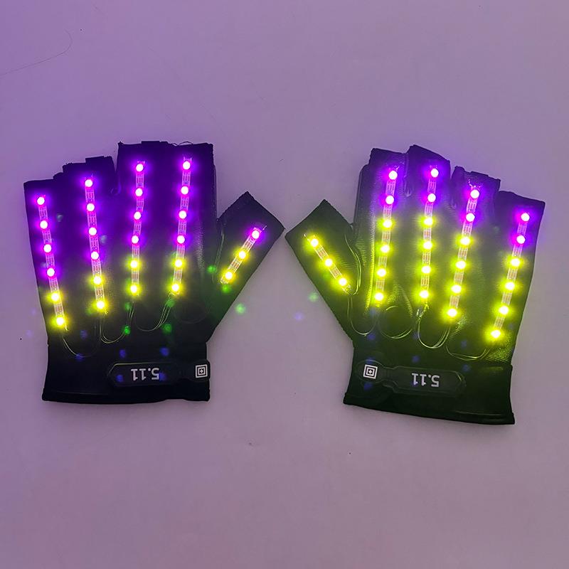 LED七彩遥控发光手套舞台表演年会节目道具荧光手套蹦迪酒吧手套