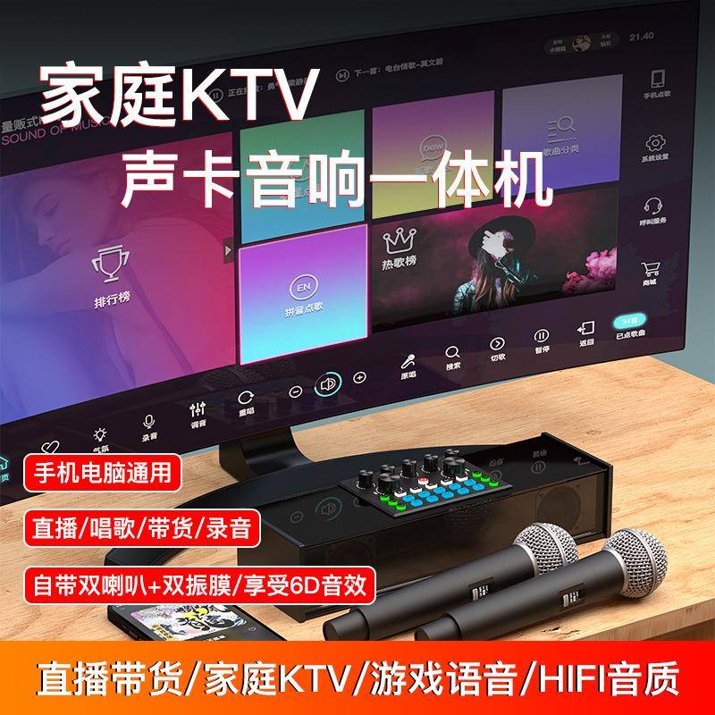SY168声卡音响一体机直播专业设备可接电脑手机智能降噪家庭KTV