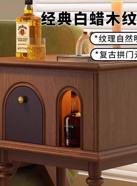 法式复古沙发边几小中户型客厅边木柜古风储物柜实BWA窄柜床头置