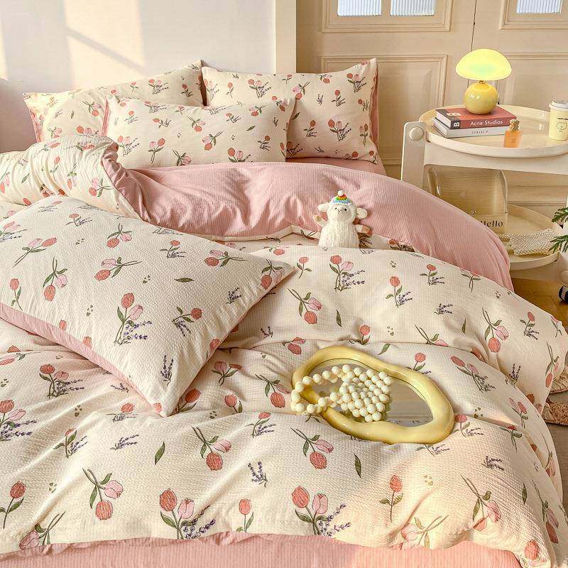 2层025新用款泡泡棉四件套家A舍类母婴级床品简约双BDA纱宿三件套