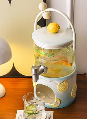 凉水壶大容带龙25259头家商用玻璃桶用耐高温量果汁灌泡饮茶桶接待料瓶