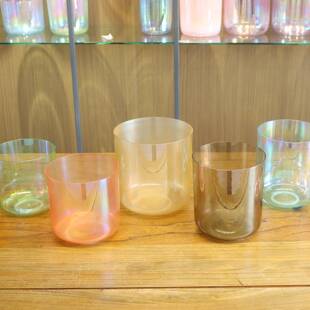 宫商角徵羽水晶音钵G大调五声音阶套钵 透明七彩颂钵炼金冥想打坐