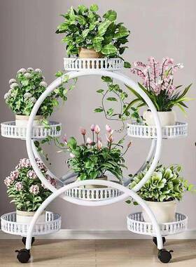 花架子客厅落地式可移动带轮绿KWX萝多花盆阳架艺层台花架家用落