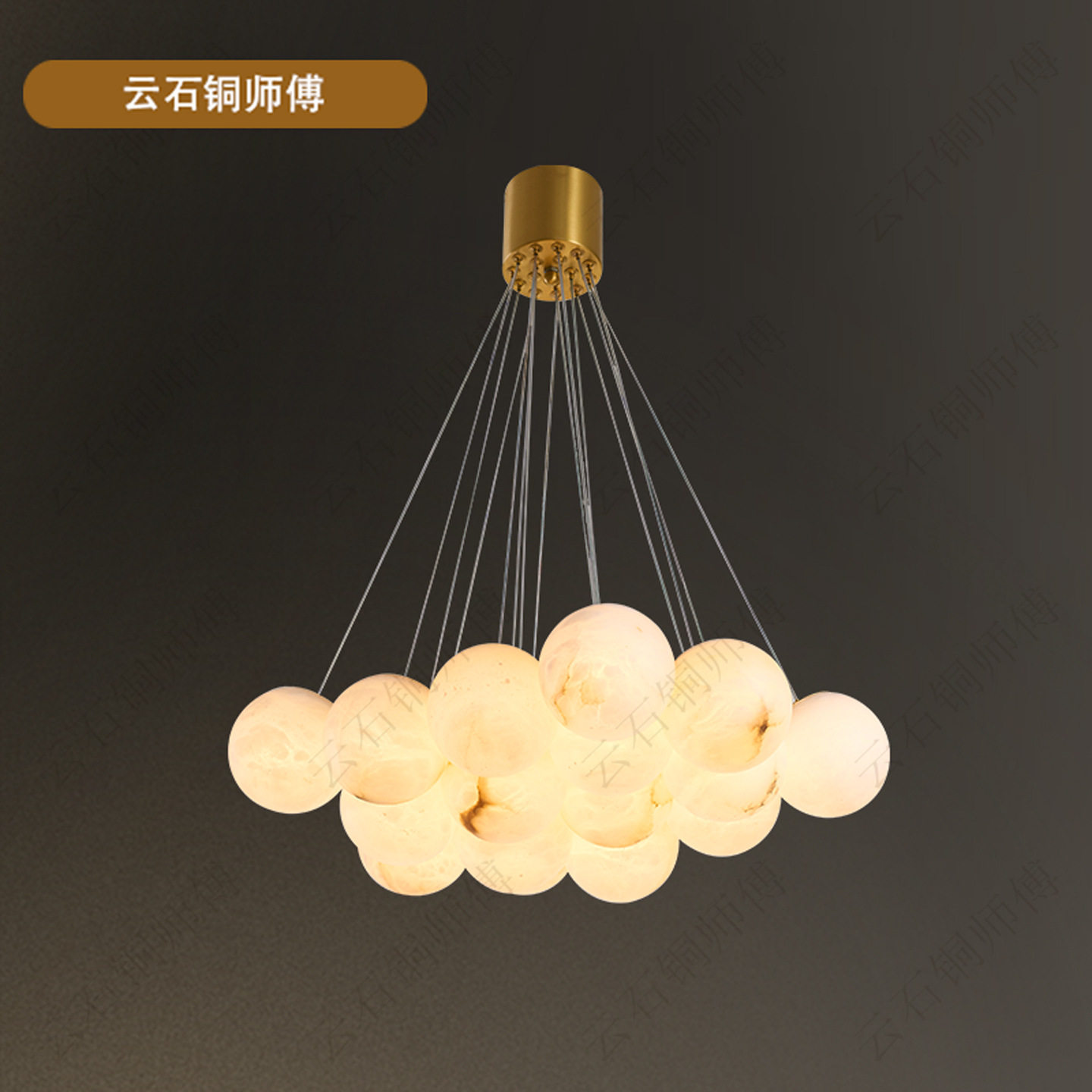 轻奢全铜进口云石吊灯蜡烛后