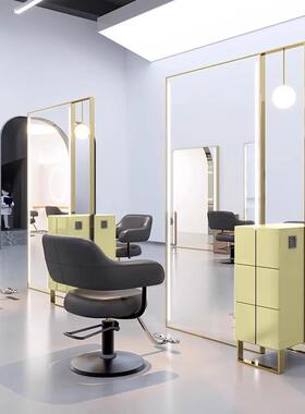 网红新款理发店镜子发OTL剪发柜子一体美发镜子高带灯发档店美镜