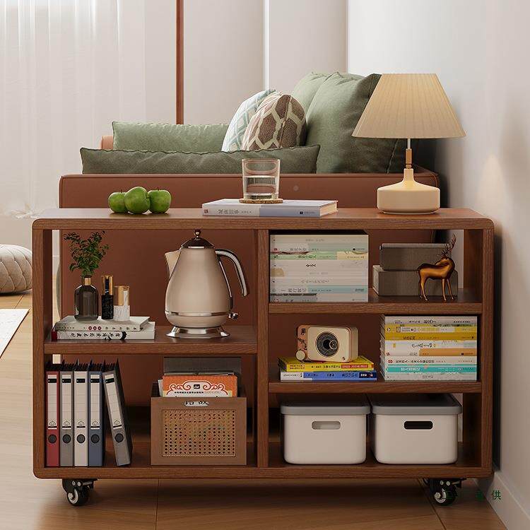 实木沙发几侧边窄柜YPG小厅户型客移动边柜角几带轮茶几收可纳置