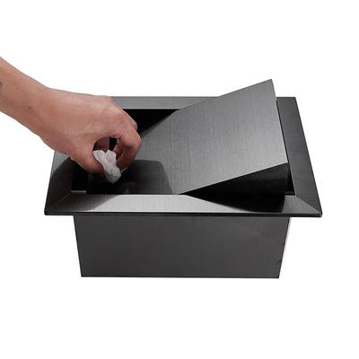 橱柜台面嵌入式方垃形JUA圾桶隐藏黑色锈钢厨用水槽桌面盖不子房