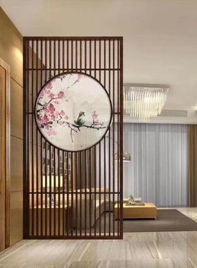 NNE新式实木纱格画简约办公桌屏风花仿古雕门窗花空镂电中视客厅