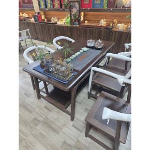 木茶实桌椅组合公茶室台烧水壶一体嵌办入式 茶几功夫泡茶一桌TNP