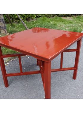 实仙红桌八仿22697古铁大红胡木桃色折叠拆卸正方形祭祀四方餐桌摆摊桌