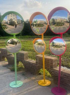 定网打卡镜商场户装红外饰制广MRY角镜旅游景点拍照粉色凹凸镜转