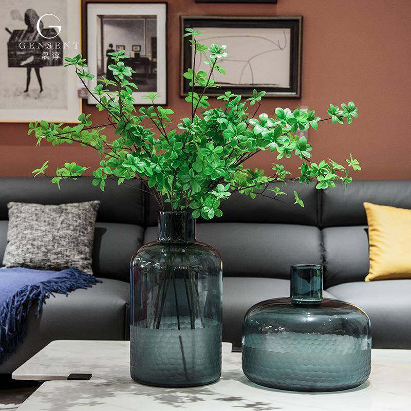 晶淳 样板间装饰玻璃琉璃大花瓶摆件 家居现代简约花器插花孔雀蓝,鲜花速递/花卉仿真/绿植园艺,割草机/草坪机,淘宝优惠券,粉丝福利购,淘宝优惠卷