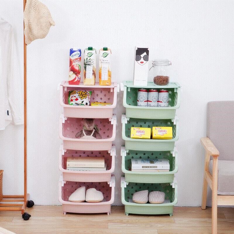 放水果蔬菜蓝筐子三层置箱号整理收纳储塑料清多层厨房大物物架盒