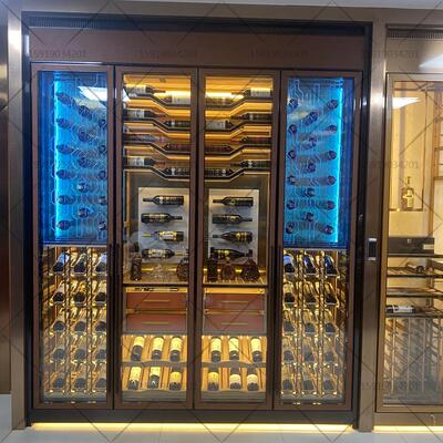 客厅嵌入式不锈钢恒温酒柜定制展示柜金属酒窖酒柜高端红酒店家用