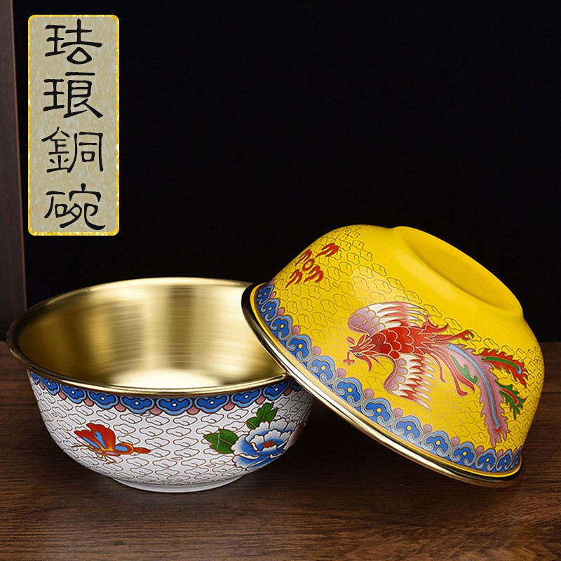铜碗铜餐具韩国补铜黄紫铜铜勺铜杯纯铜家用杯子小大饭碗水杯套装