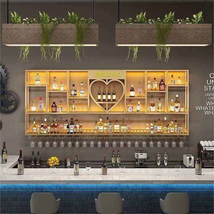 酒吧清客厅餐厅吧台葡萄红962酒吧酒壁挂式展示架靠墙铁艺酒柜置