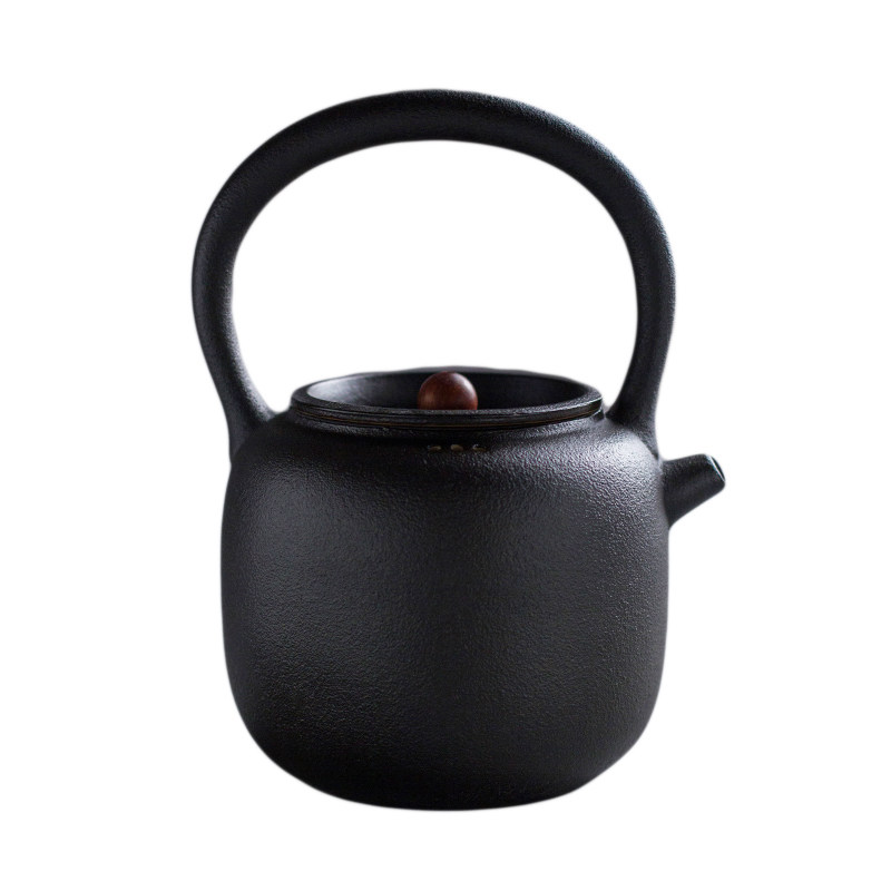 陶瓷煮茶壶 黑茶老普洱大容量电陶烧水提梁壶 茶道茶具黑色养生壶