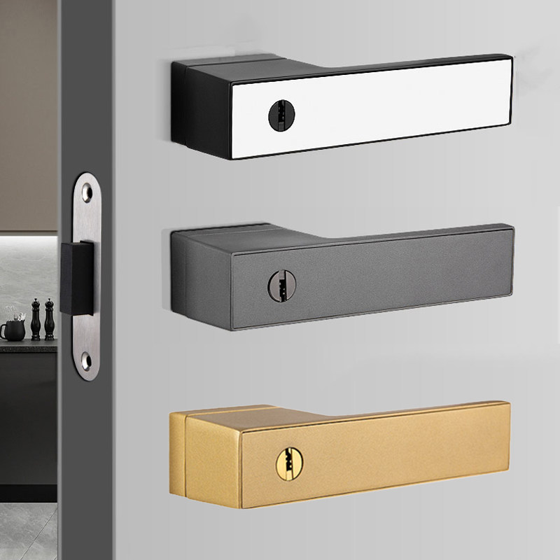 极简门锁家用室内生态黑色全套门锁静音锁把手磁简易卧室吸木房门