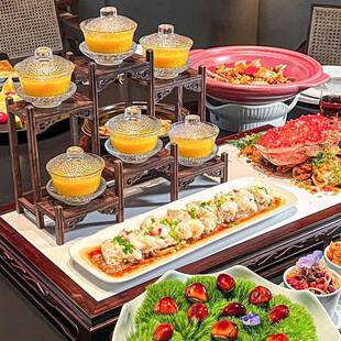 高端创意意境菜大龙虾松叶蟹三吃盘子酒店帝王蟹盘专用三部曲餐具