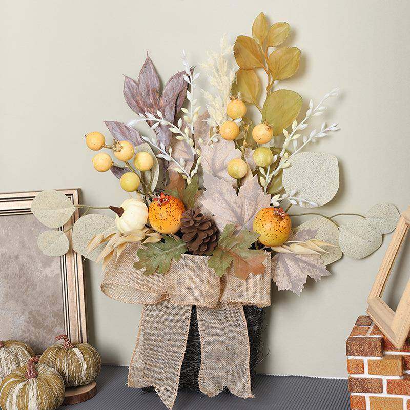 丰收节秋季油画农舍装饰挂篮花环挂件感恩枫叶浆果白南瓜壁挂摆件,电子元器件市场,其它元器件,淘宝优惠券,粉丝福利购,淘宝优惠卷