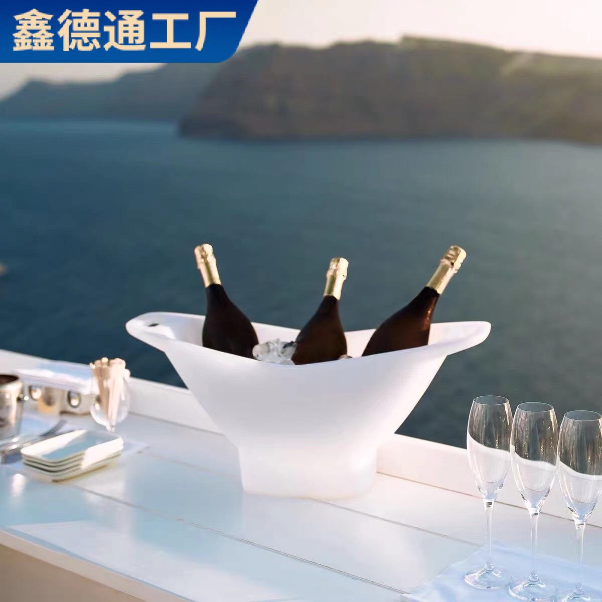 七彩酒吧冰桶led防摔香槟桶发光塑料七彩啤酒桶夜店KTV防水红酒桶