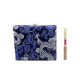 双簧管哨片盒6支装花纹丝绸哨片收纳盒木质哨片保护盒簧片存放盒