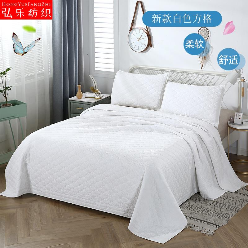 浅灰色白色卡其色豆绿色方格被床单式 床上三件套 床上家纺用品