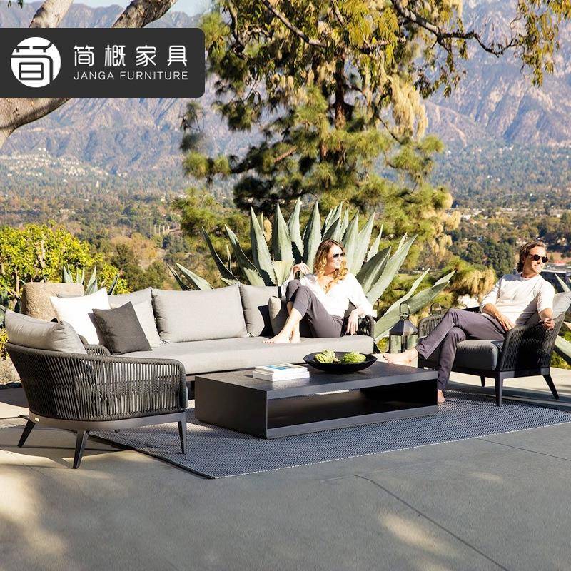 休闲别墅露台沙发休闲花园庭院藤编家具防水防晒桌椅酒店阳台躺椅