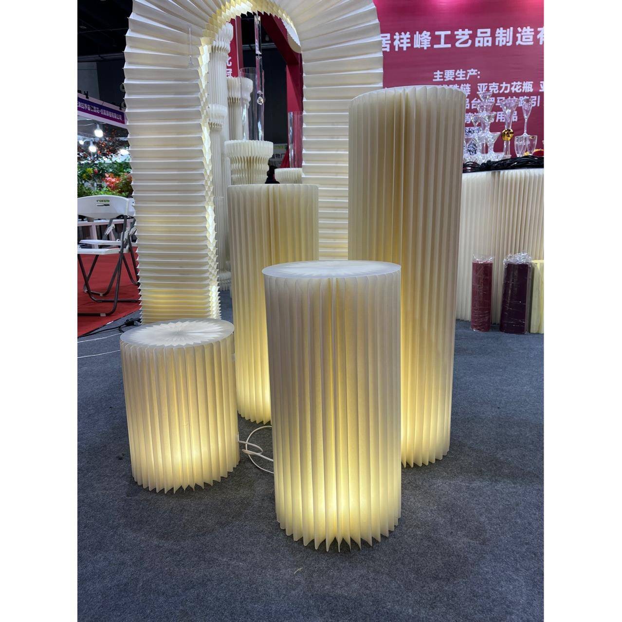 纸艺蜂窝折叠甜品台带灯光小夜灯客厅床头摆件灯婚庆派对展会道具