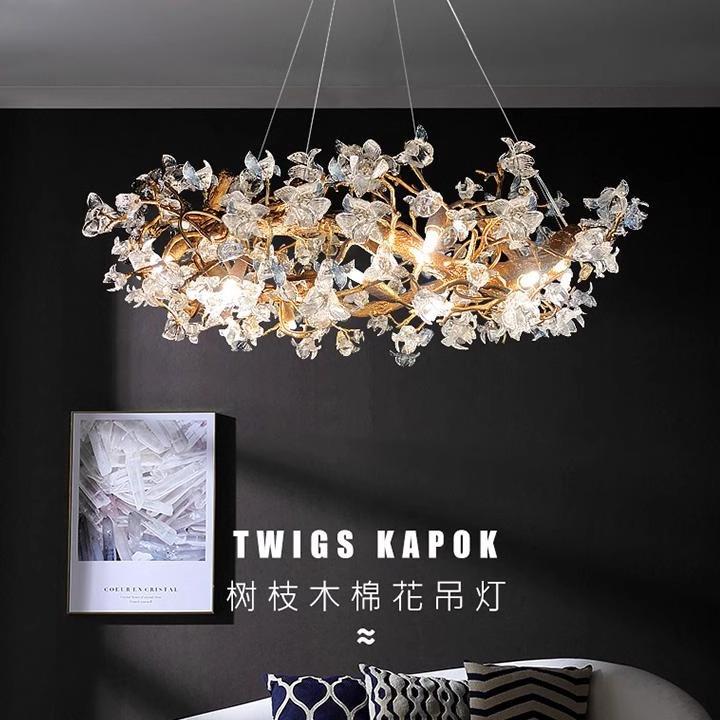 现代轻奢水晶吊灯客厅主灯别墅大气高端艺术复古餐厅灯花朵卧室灯