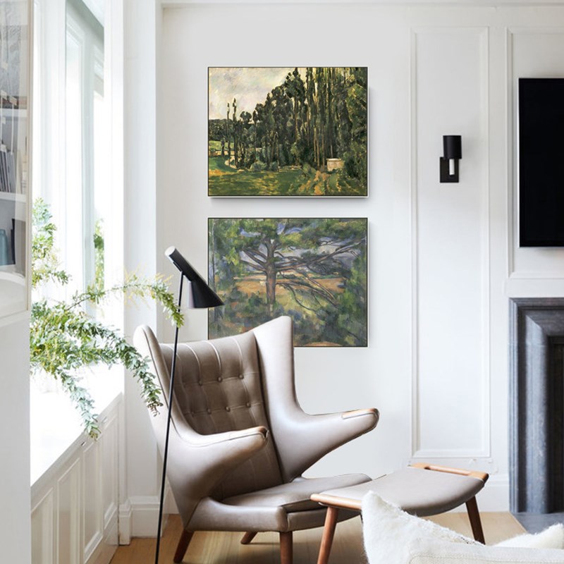 庄园塞尚油画布印刷喷绘仿制油画风景挂画客厅卧室沙发背景装饰画
