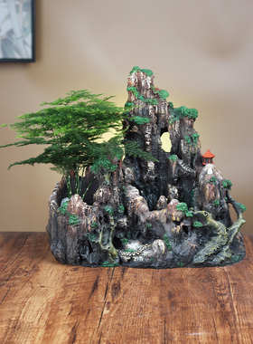 创意假山花盆树脂摆件造景绿植桌面家居装饰客厅盆景摆放田园仿真